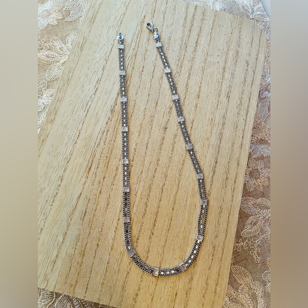 18k White Gold Plated Three Chain Necklace NWOT